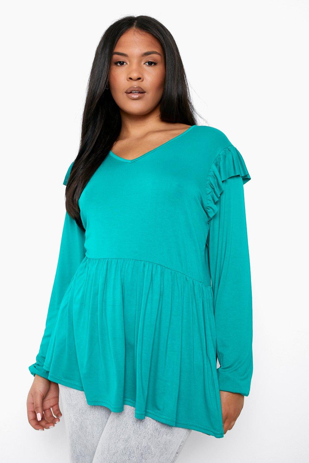 Green store peplum top